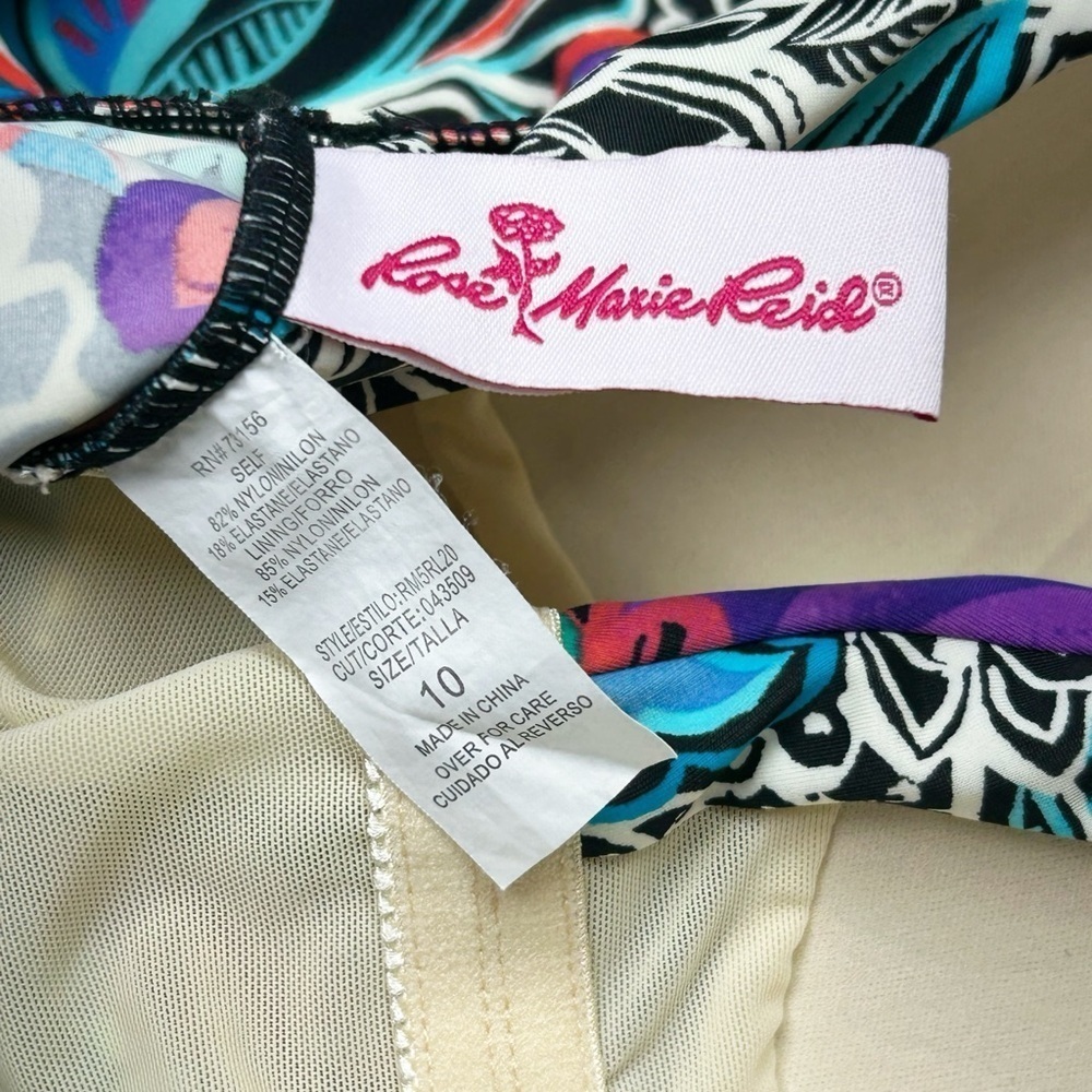 Rose Marie Reid Vintage Floral One Piece Swimsuit Sz 10 - Picture 7 of 9